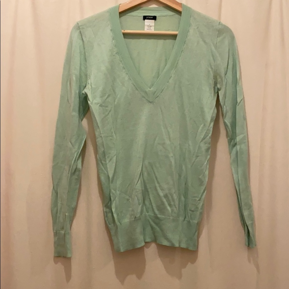 J. Crew cotton v-neck sweater small mint green